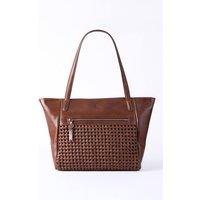 Lakeland Leather Women's 'Waverton' Woven Leather Tote Bag in Brown