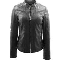 House of Leather Women's Women's Real Leather Biker Jacket Tayla Black 20 | Size: 16