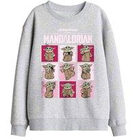 Other Star Wars The Mandalorian Grogu Squares Kids Sweat, Athl Heather in Light Grey | Size: 7-8 Years
