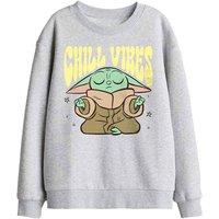 Other Star Wars The Mandalorian Grogu Chill Vibes Kids Sweat, Athl Heather in Light Grey | Size: 5-6 Years