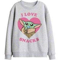 Other Star Wars The Mandalorian Grogu I Love Snacks Kids Sweat, Athl Heather in Light Grey | Size: 5-6 Years