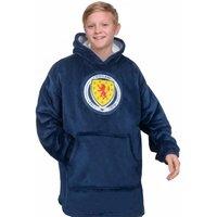 Scottish FA Boy's Scotland Kids Fleece Oversized Hoodie Blanket in Navy | Size: 10-14 Years