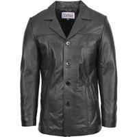 House of Leather Men's Men's Real Leather Button Up Car Coat Thrill in Black | Size: Large