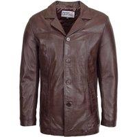 House of Leather Men's Men's Real Leather Button Up Car Coat Thrill in Brown | Size: Medium