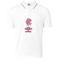 Umbro Men's Rangers FC Short-Sleeved Travel Polo Shirt in White | Size: Large