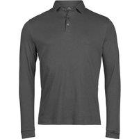 TEE JAYS Men's Pima Cotton Long-Sleeved Polo Shirt in Black | Size: XL