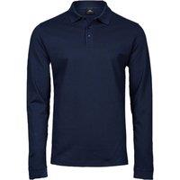 TEE JAYS Men's Pima Cotton Long-Sleeved Polo Shirt in Navy | Size: XL