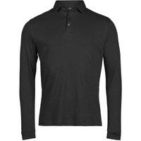 TEE JAYS Men's Prima Long-Sleeved Polo Shirt in Black | Size: 3XL