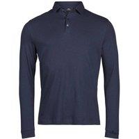 TEE JAYS Men's Prima Long-Sleeved Polo Shirt in Navy | Size: 3XL