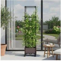 Living and Home Rolling Planter Box with Trellis in Brown | Size: Large