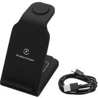 Living and Home 3-in-1 Tabletop Wireless Charging Station in Black
