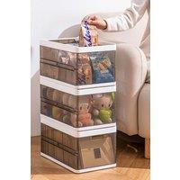 ExtraStar Sturdy Stackable Storage Bin with Lid in Brown