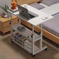 ExtraStar Versatile Rolling Desk with Galvanized Pipe Frame in White