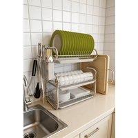 ExtraStar 3-Tier Kitchen Dish Drying Rack with Drip Tray in Silver