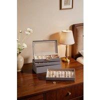 ExtraStar 4-Tier Jewellery Organizer Box with Clear Lid in Grey