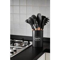 ExtraStar 11-Piece Silicone Kitchen Utensil Set for Nonstick Cookware in Dark Grey