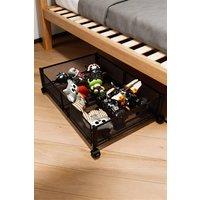 ExtraStar Metal Underbed Storage Container with Wheels Foldable Organizer in Black