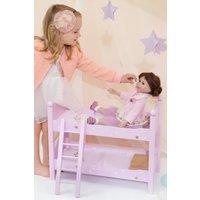 Teamson Kids Wooden Doll Bunk Bed with Ladder & Bedding for 18 inch Dolls, Purple