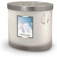 Heart and Home Twin Wick Ellipse Soy Wax Candle - Fresh Linen in Cool White