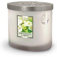 Heart and Home Twin Wick Ellipse Soy Wax Candle - White Jasmine & Freesia in Cool White