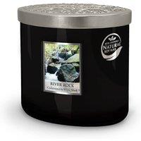 Heart and Home Twin Wick Ellipse Soy Wax Candle - River Rock in Black