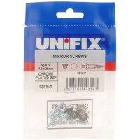 Unifix Mirror Screws Dome Top Chrome Plated BZP 8G - Box of 20 in Silver