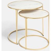OHS Manhattan Round Nesting Side Coffee Table Set of 2 in White