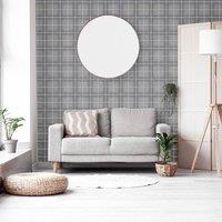 Arthouse Heritage Check Wallpaper in Mid Grey