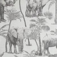 Arthouse Safari Elephant Wallpaper in Charcoal