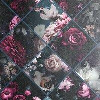 Arthouse Floral Collage Wallpaper in Plum