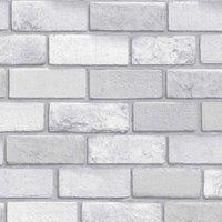 Arthouse Diamond Brick Wallpaper in Silver