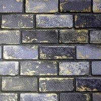 Arthouse Metallic Brick Wallpaper in Navy
