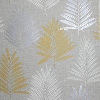 Arthouse Linen Palm Wallpaper in Yellow