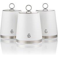 Swan Serenity Set of 3 Kitchen Storage Canisters, 1.3L, White SWKA18536WHT | Size: A