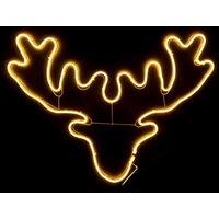 Shatchi Stag Head Neon Effect Rope Light Silhouette Double Side 90 Warm White LEDs Christmas Outdoor in Yellow