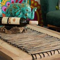 KDMD Water Hyacinth Natural Table Runner - Black Tiger with Fringe - 150cm