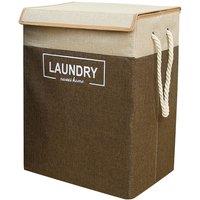 Neel Blue Collapsible Laundry Basket with Flip Lid 70L Laundry Hamper Polyester Storage Baskets in Brown