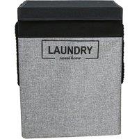 Neel Blue Collapsible Laundry Basket with Flip Lid 70L Laundry Hamper Polyester Storage Baskets in Grey