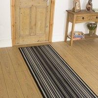 runrug Hallway Carpet Runner Rug - Soft & Comfy, 9mm - 'Strike' in Black | Size: 60 cm x 150 cm