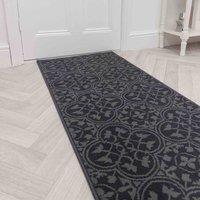 runrug Hallway Carpet Runner Rug - Soft & Comfy, 9mm - 'Mosaic' in Grey | Size: 60 cm x 150 cm