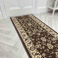 runrug Hallway Runner Rug - Non-Slip, Hardwearing, 5.4mm - 'Icona' in Brown | Size: 60 cm x 180 cm
