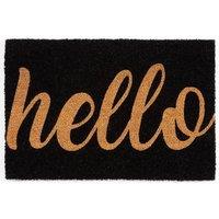Esselle Astley Printed PVC Backed Coir Printed Hello Doormat in Black | Size: 40 cm x 60 cm