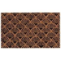 Esselle Astley Printed Latex Backed Coir Printed Forest Green Scallop Deco Doormat in Black | Size: 45 cm x 75 cm