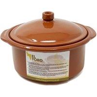 Verano Spanish Ceramics El Toro Glazed Terracotta Kitchen Dining Lidded Casserole Dish 1.5L in Brown