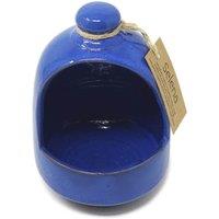 Verano Spanish Ceramics Selena Glazed Hand Dipped Solid Colour Kitchen Dining Salt Pig (D) 11cm in Blue
