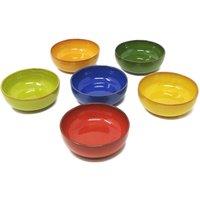 Verano Spanish Ceramics Selena Glazed Hand Dipped Kitchen Dining Mixed Set of 6 Small Bowls (Diam) 10cm