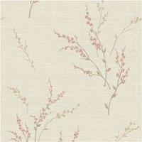 Belgravia Carmella Floral Textured Vinyl Wallpaper in Pink