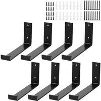 SPETLEK 8x Heavy Duty Rustic Industrial Scaffold Board Shelf Wall Brackets in Black