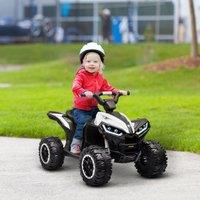 HOMCOM 12V Electric Quad Bikes for Kids Ride On Car ATV Toy for 3-5 Years in White