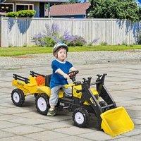 HOMCOM Pedal Go Kart Ride on Excavator Wheels Tyres Kids Children -Yellow in Yellow